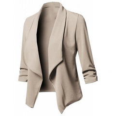 Business Office Women Blazer Solid Color Long Sleeve  Blazer Lapel Open Front Short Suit Jacket For Women's Coat