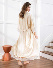 New Silk Satin Lace Robes Bridesmaid Bride Robes Wedding Long Robe Bathrobe Womens Robe Lingerie Robe