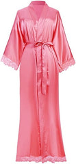 New Silk Satin Lace Robes Bridesmaid Bride Robes Wedding Long Robe Bathrobe Womens Robe Lingerie Robe
