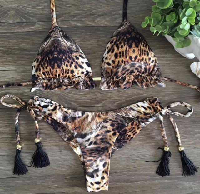 Sexy Floral Print Bikinis Striped Patchwork Swimsuit Women Bandage Bikini Set Swimwear Brazilian Beachwear New Bathing Suit