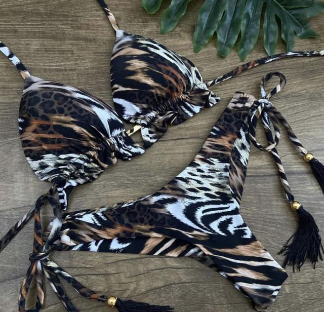 Sexy Floral Print Bikinis Striped Patchwork Swimsuit Women Bandage Bikini Set Swimwear Brazilian Beachwear New Bathing Suit