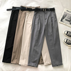High Waist Women Pants Casual Loose Vintage With Sashes Suit Pants Korean Black Curl Harem Pants