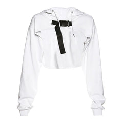 SEASONS Cropped Streetwear O-neck Loose Sweatshirt Solid Fashion Long Sleeve Hoodie Crop Top 2021  Spring Summer ASTS80301