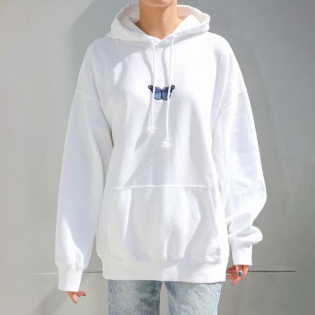 Vintage White Angel Print Hoodie Women  Autumn White Cotton Long Sleeve Zipper Tops Female Casual Chic Streetwear Hoodied