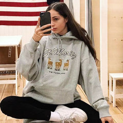 Vintage White Angel Print Hoodie Women  Autumn White Cotton Long Sleeve Zipper Tops Female Casual Chic Streetwear Hoodied