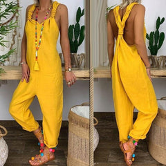 Women Jumpsuit Summer Sexy Jumpsuit Women Playsuit Casual Overalls Bib Overall Sleeveless Backless Knotted Jumpsuit Dungarees