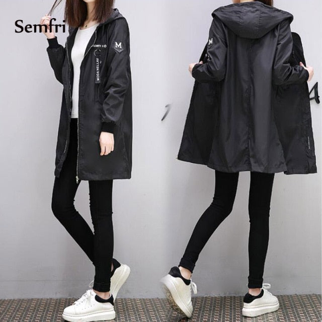Semfri Jacket Women 2021  Autumn Winter Chaqueta Mujer Plus Size Slim Baseball Clothes K Pop Medium Length Windbreaker Coats