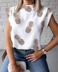 Hirigin 2021  Fashion Women Elegant Lips Print Tops Blouse Shirts Summer Ladies Office Casual Stand Neck Pullovers Eye Blusa Tops