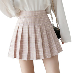 QRWR Summer Women Skirts 2021 New Korean High Waist Plaid Mini Skirt Women School Girls Sexy Cute Pleated Skirt with Zipper