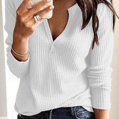 LIZAKOSHT  -  Women Clothing Autumn Spring Women Basic T Shirt New Fashion Long Sleeve V-Neck T Shirt Casual Slim Tops
