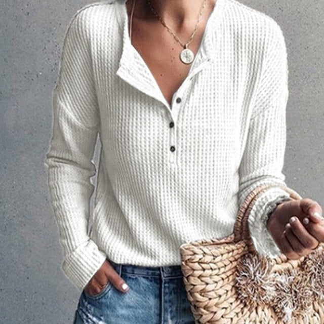 LIZAKOSHT  -  Women Clothing Autumn Spring Women Basic T Shirt New Fashion Long Sleeve V-Neck T Shirt Casual Slim Tops