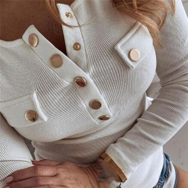LIZAKOSHT  -  Women Clothing Autumn Spring Women Basic T Shirt New Fashion Long Sleeve V-Neck T Shirt Casual Slim Tops