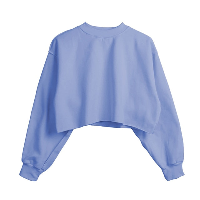 Thick Women Sweatshirt Hoodie Casual Loose  Long Sleeve Oversized Streetwear Crop Sweatshirt For Girls Plus Size M30375