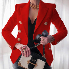 Women's New Solid Color Fashion Sexy Multi Buttons 2021  Summer And Autumn Casual Suit Office Wear Elegant Short Coat FC996