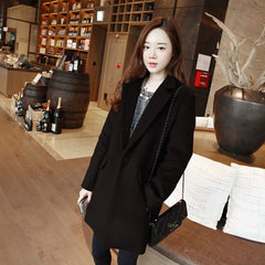 New Thin Wool Blend Coat Women Long Sleeve Turn-down Collar Outwear Jacket Casual Autumn Winter Elegant Overcoat Outwear