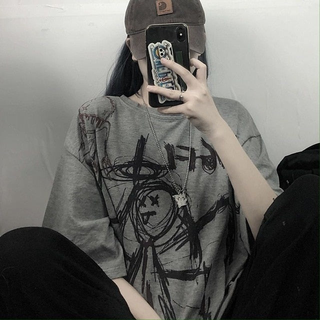 gothic vintage preppy t shirt women clothing t-shirt  clothes streetwear Harajuku high street tops 2021summer new tshirt