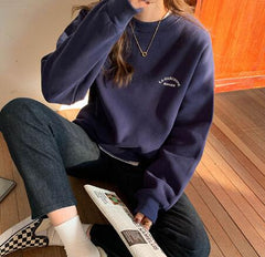 3 colors autumn winter Korean preppy style Women Sweatshirts Vintage letter thick Warm Sweatshirt Womens pullovers (X1708)