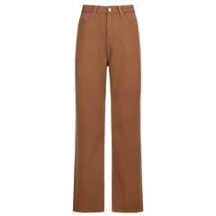 Vintage Y2K Baggy Brown Jeans Women Streetwear Loose High Waist Trousers Harajuku Fashion Cotton Denim Sweatpants Cuteandpsycho