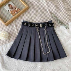 Harajuku Plaid Skirt Women 2021 New y2k High Waist Mini Tennis Skirts Uniform Chain Pocket A-line Streetwear Vintage Free Belt