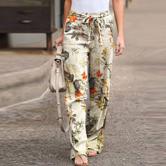 Vintage Printed Pants Women's Autumn Trousers ZANZEA 2021 Casual Elastic Waist Pantalon Palazzo Female Drawstring Long Turnip