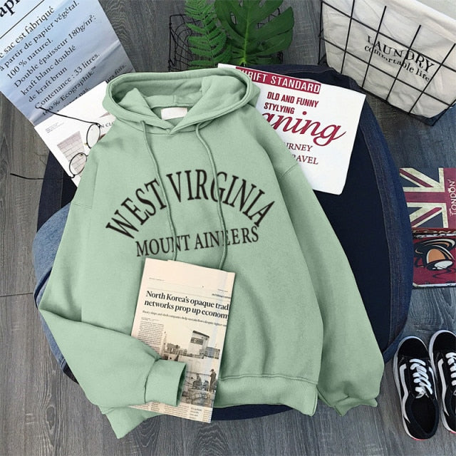 Women's Winter Plus Velvet Thick Hooded Sweatshirt Letter Pullover Harajuku Loose Wild Long-sleeved Korean Tops Hoodie