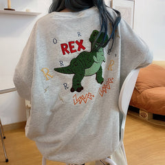 Oversized Sweatshirt Women Spring And Autumn 2021 Loose Kawaii Green Dinosaur Harajuku Stranger Things Aesthetic Shirt