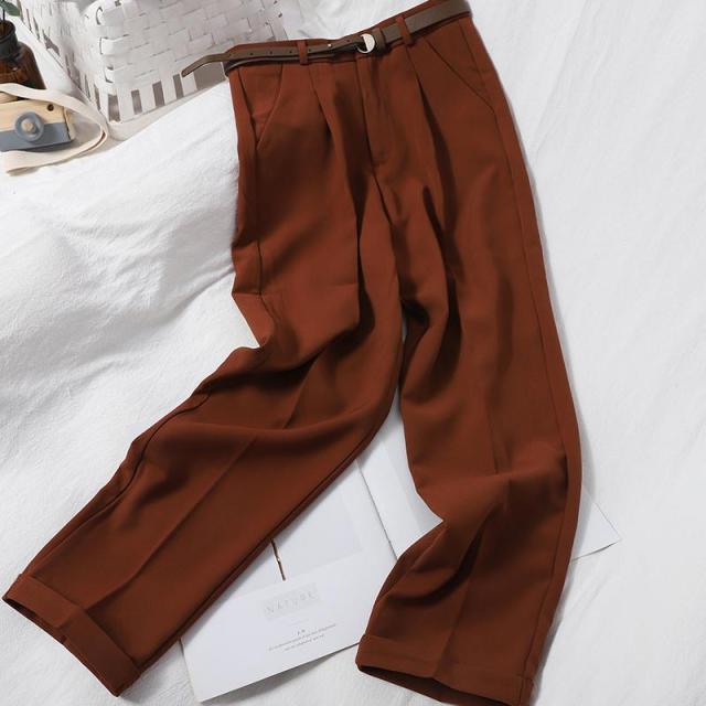 Lizakosht  High Waist Winter Wide Brown Pants Elegant Woman Office Pants Trousers Loose Casual Plus Size Women's Trousers Korean