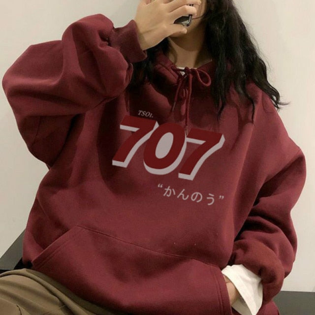 With Hat Hoodies Women Letter Print Thicker Simple Couples Loose Winter Trendy Korean Style Loose Leisure Streetwear Sweatshirts