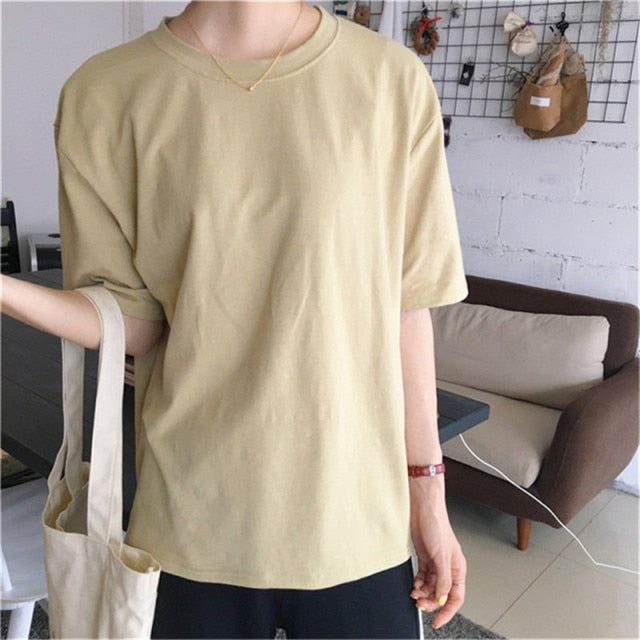 95% Cotton Candy Colors T Shirt Summer Women Loose Solid Tee Shirt Female Short Sleeve Tops Tees Causal O-Neck Basic T-shirt