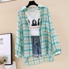 Korean Style Plaid Classic Loose Shirts Blouse Women Daily All-match Cute Student Women Clothing Fashion Vintage Shirt
