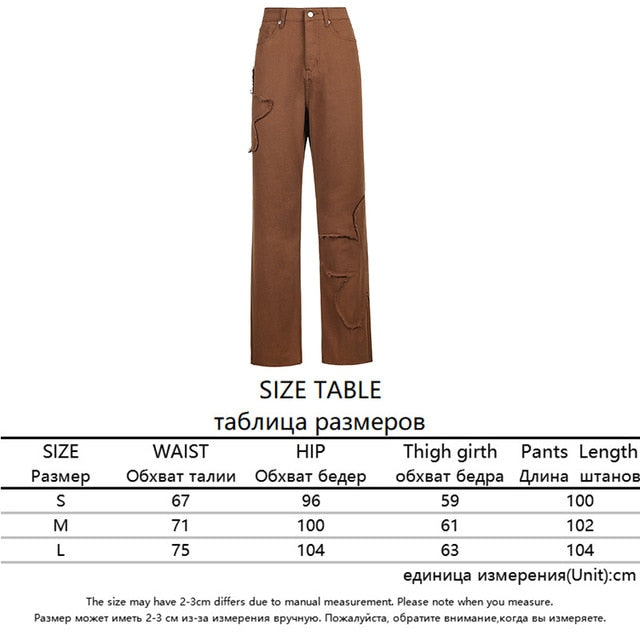 Vintage Y2K Baggy Brown Jeans Women Streetwear Loose High Waist Trousers Harajuku Fashion Cotton Denim Sweatpants Cuteandpsycho