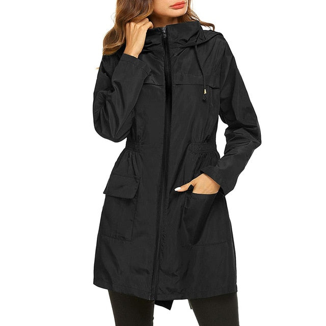 Lizakosht New Women's Lightweight Raincoat for Women Waterproof Jacket Hooded Outdoor Hiking Jacket Long Rain Jackets Active Rainwear