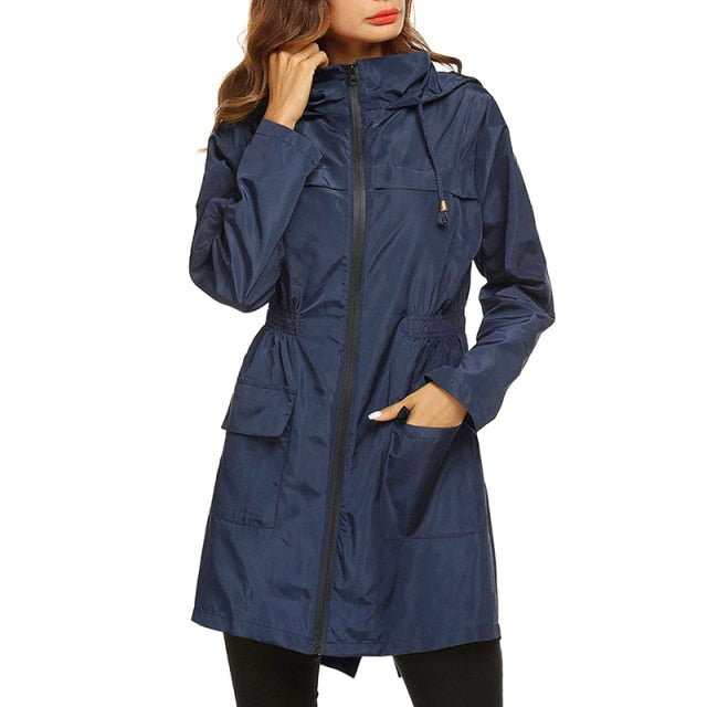 Lizakosht New Women's Lightweight Raincoat for Women Waterproof Jacket Hooded Outdoor Hiking Jacket Long Rain Jackets Active Rainwear