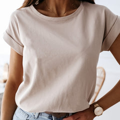 100% Cotton T Shirt Women Summer New Oversized Solid Basic Tees 9 Color Casual Loose Tshirt Korean O Neck Khaki Tops