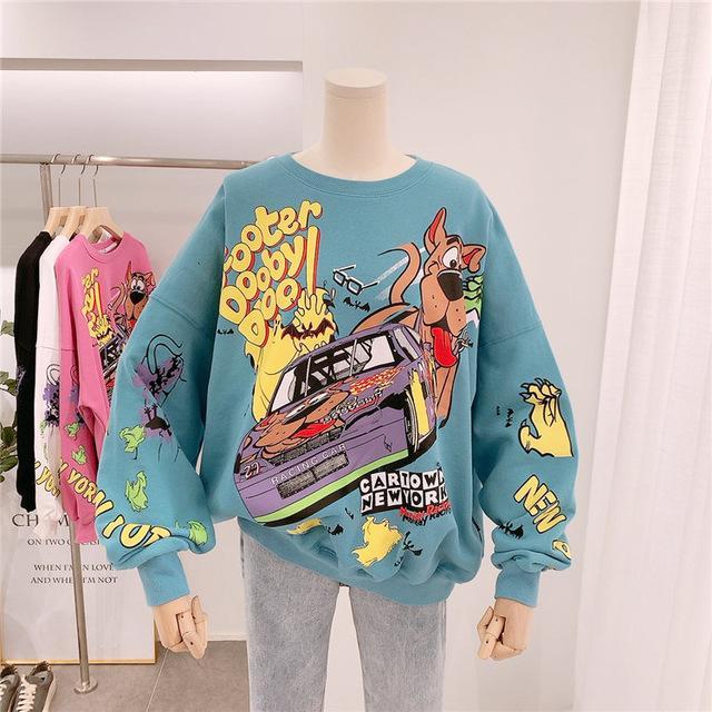ZITY Cartoon Hoodies 2021 Fall Women Tops Thin Type Jumper Hoodie Autumn Winter Korea Fashion Laziness-Style Girl  Sweatshirt