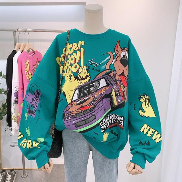 ZITY Cartoon Hoodies 2021 Fall Women Tops Thin Type Jumper Hoodie Autumn Winter Korea Fashion Laziness-Style Girl  Sweatshirt