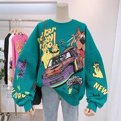 ZITY Cartoon Hoodies 2021 Fall Women Tops Thin Type Jumper Hoodie Autumn Winter Korea Fashion Laziness-Style Girl  Sweatshirt