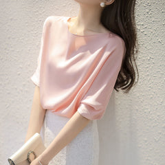 Spring/Autumn Korean Fashion Silk Women Blouses Satin Shirt and Blouse Office Lady Blusas Largas Plus Size XXXL Womens Tops