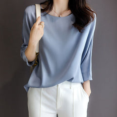 Spring/Autumn Korean Fashion Silk Women Blouses Satin Shirt and Blouse Office Lady Blusas Largas Plus Size XXXL Womens Tops