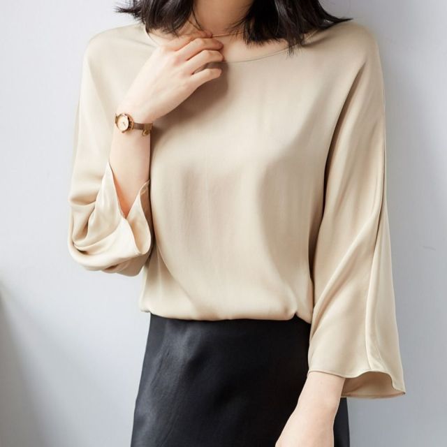 Spring/Autumn Korean Fashion Silk Women Blouses Satin Shirt and Blouse Office Lady Blusas Largas Plus Size XXXL Womens Tops