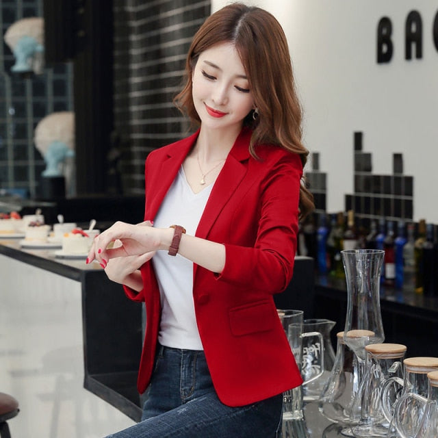 Blazer Femme Jackets Women Blazer Long Sleeve Blazers Solid Single Button Coat Slim Office Lady Jacket Female Tops