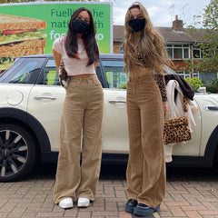 Europe and The United States New Retro Super Light Core Velvet Slacks, Brown Wide Leg Pants, Street Style Comfortable Jeans