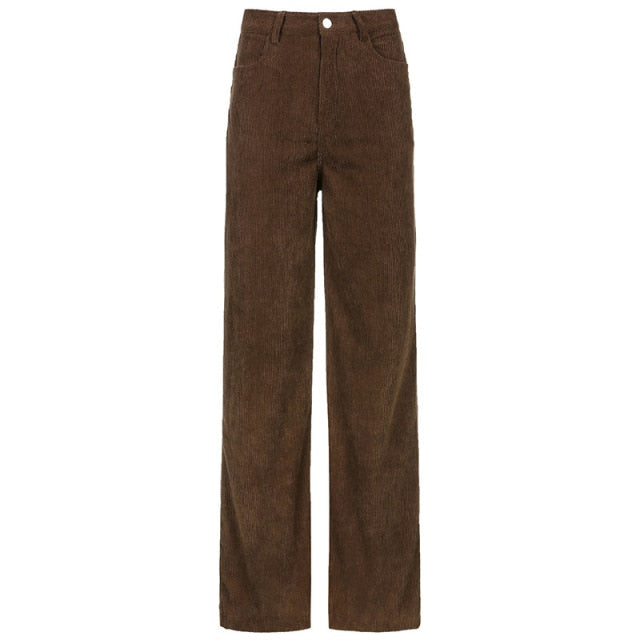 Europe and The United States New Retro Super Light Core Velvet Slacks, Brown Wide Leg Pants, Street Style Comfortable Jeans
