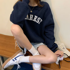 Oversized Hoodie Aesthetic Round Neck Plus Size Sweetshirts Casual Clothes for Women Full Sleeve Ladies Elegant Loose Sweatshirt