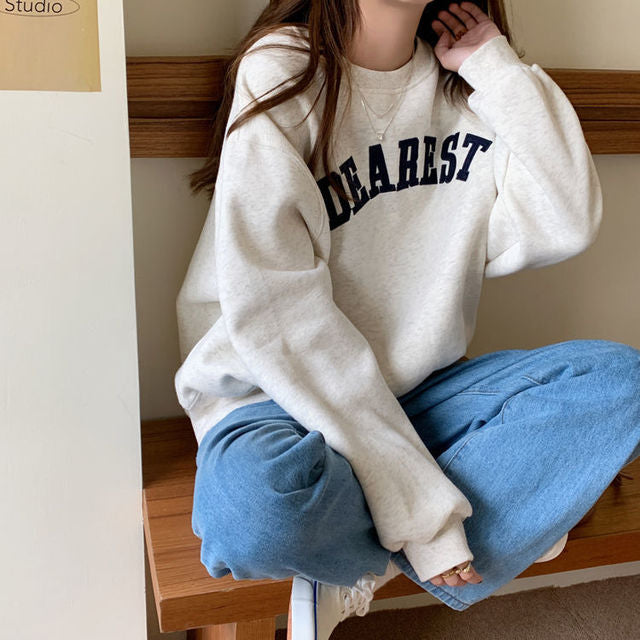 Oversized Hoodie Aesthetic Round Neck Plus Size Sweetshirts Casual Clothes for Women Full Sleeve Ladies Elegant Loose Sweatshirt