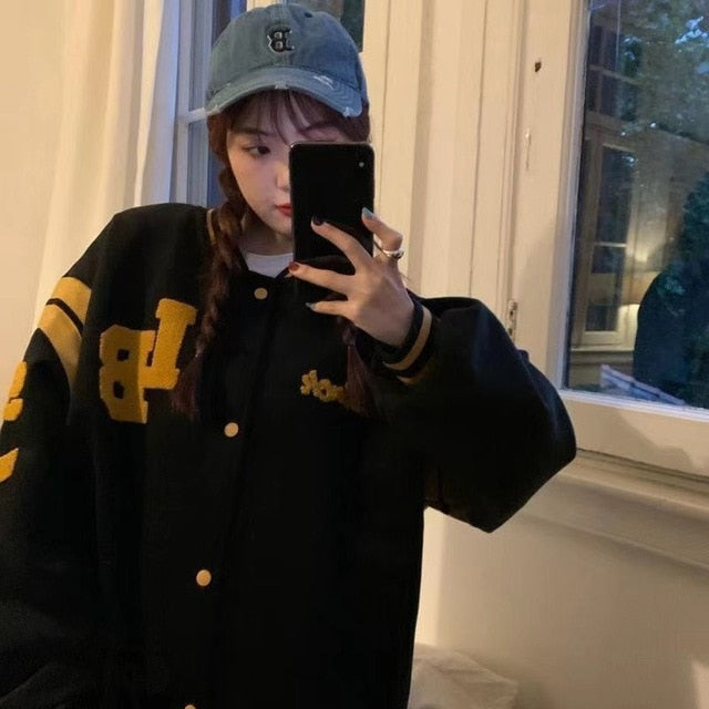 Harajuku BF jacket 2021 spring and autumn new loose Japanese college style baseball uniform mid length jacket female student ins