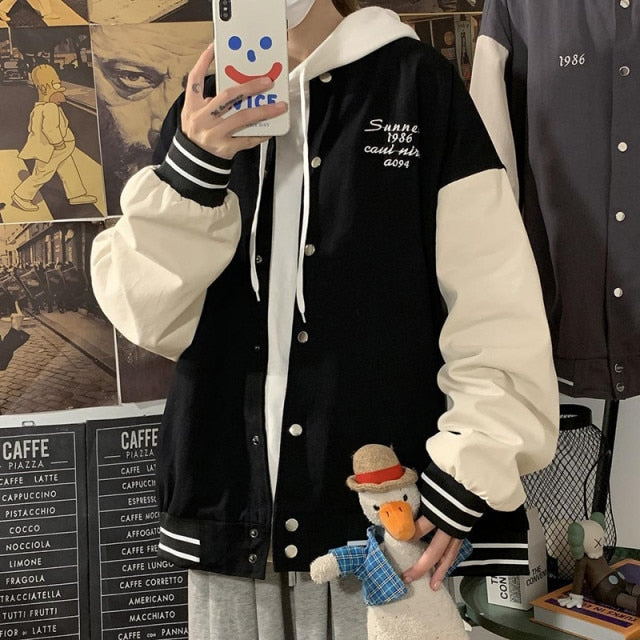 Harajuku BF jacket 2021 spring and autumn new loose Japanese college style baseball uniform mid length jacket female student ins