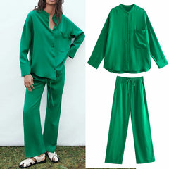 Za suit women suit 2-piece suit pants suit 2021 new fashion printing straight leg women suits casual chic street youth suits