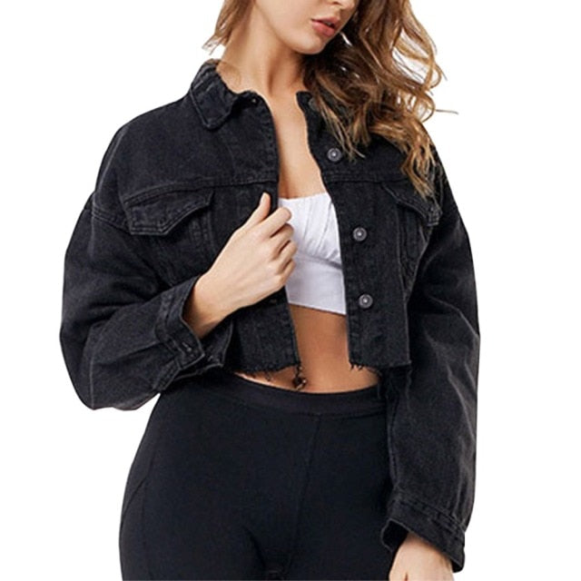 Big Sale Spring Women Sexy Ripped Denim Jackets Vintage Casual Short Jean Jacket Puff Sleeve Winter Female Coat Streetwear