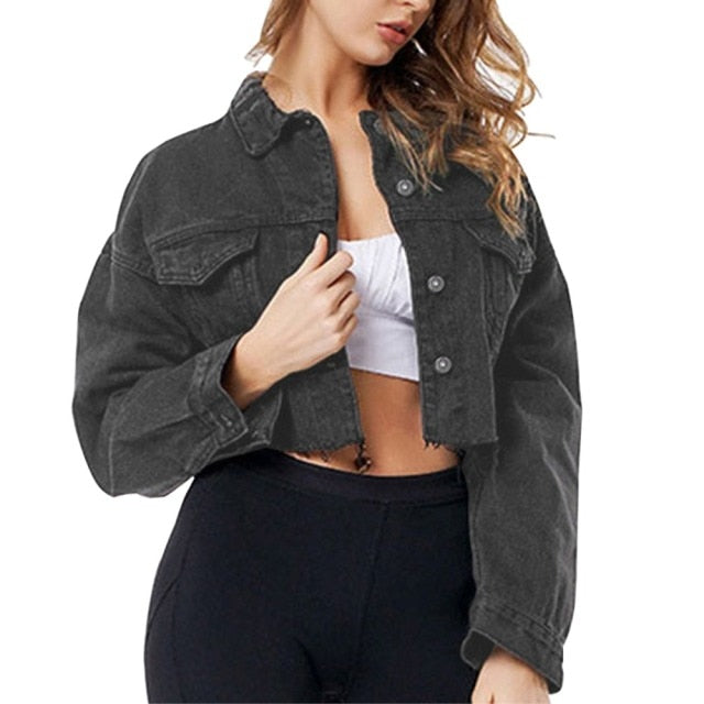 Big Sale Spring Women Sexy Ripped Denim Jackets Vintage Casual Short Jean Jacket Puff Sleeve Winter Female Coat Streetwear